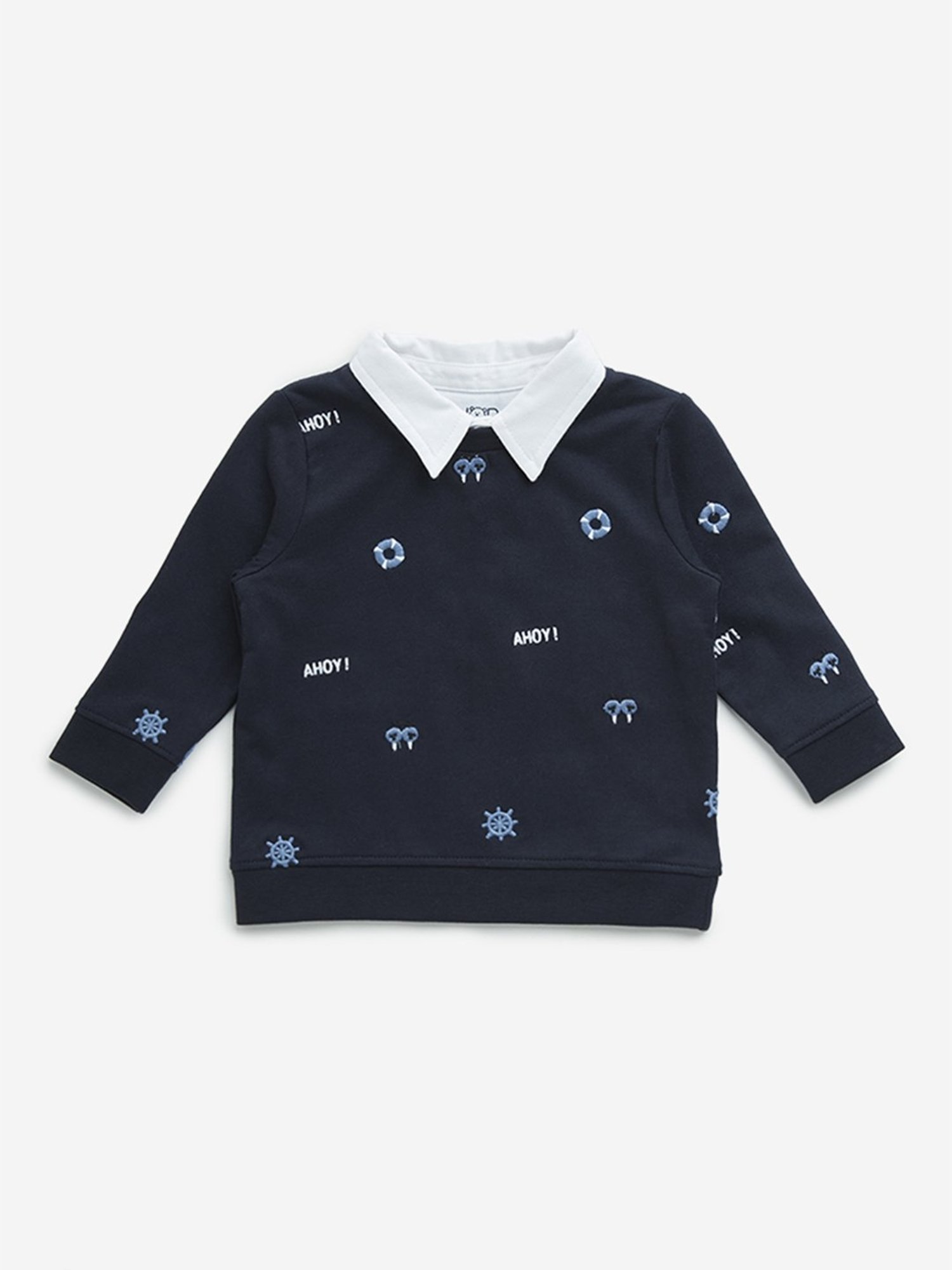 HOP Baby by Westside Navy Embroidered Cotton T-Shirt