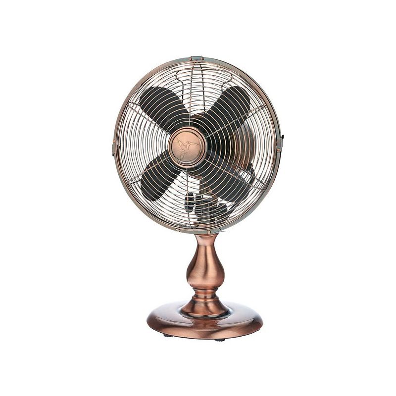 DecoBREEZE DBF6122 Electric Oscillating 3 Speed Air Circulating 10 Inch Table Fan with Quite Motor, Vintage Design, Brushed Copper
