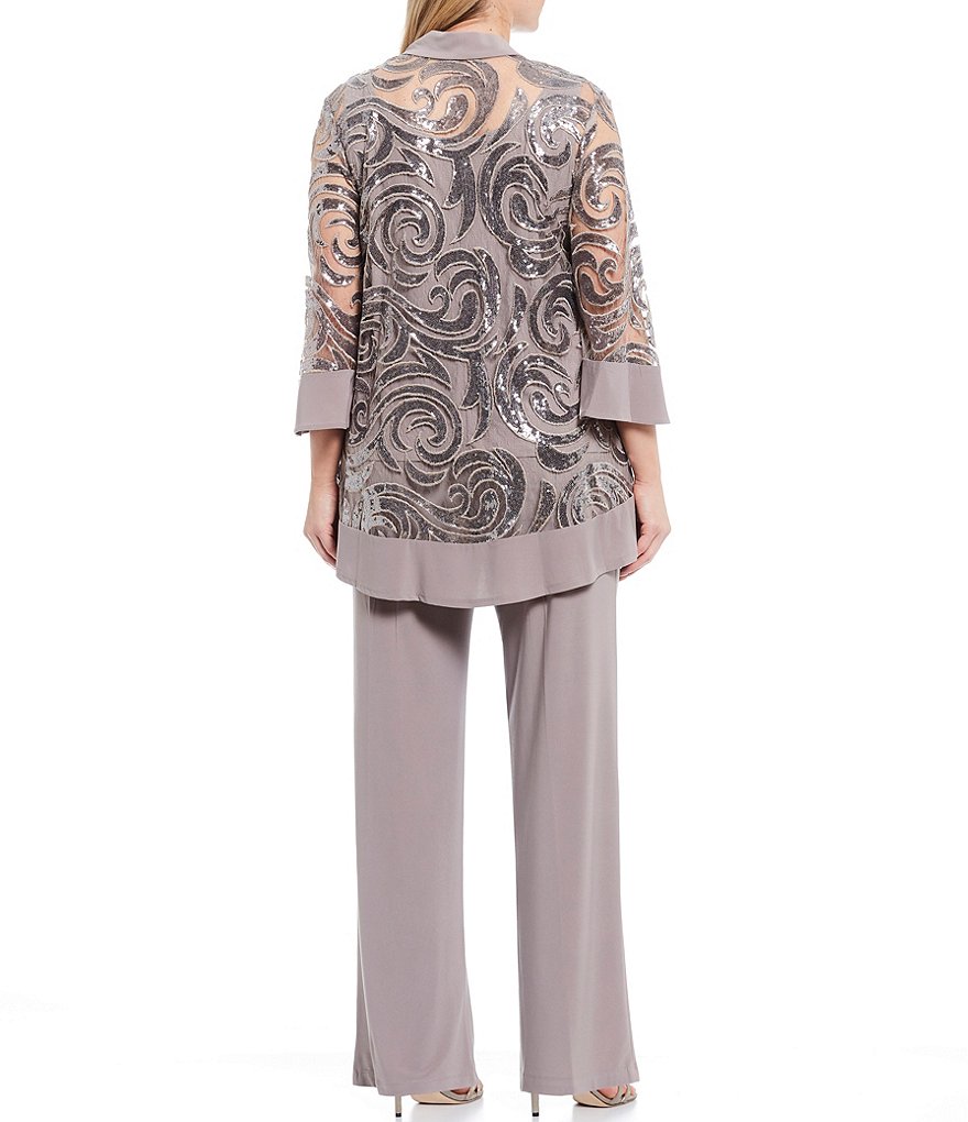 Jessica Howard Plus Size Crew Neck 3/4 Sleeve Printed Trapeze Dress