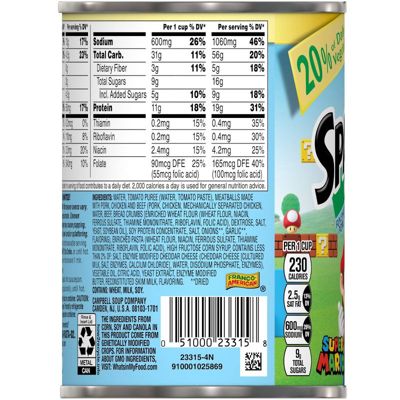 Campbell's SpaghettiOs with Meatballs Super Mario 14oz