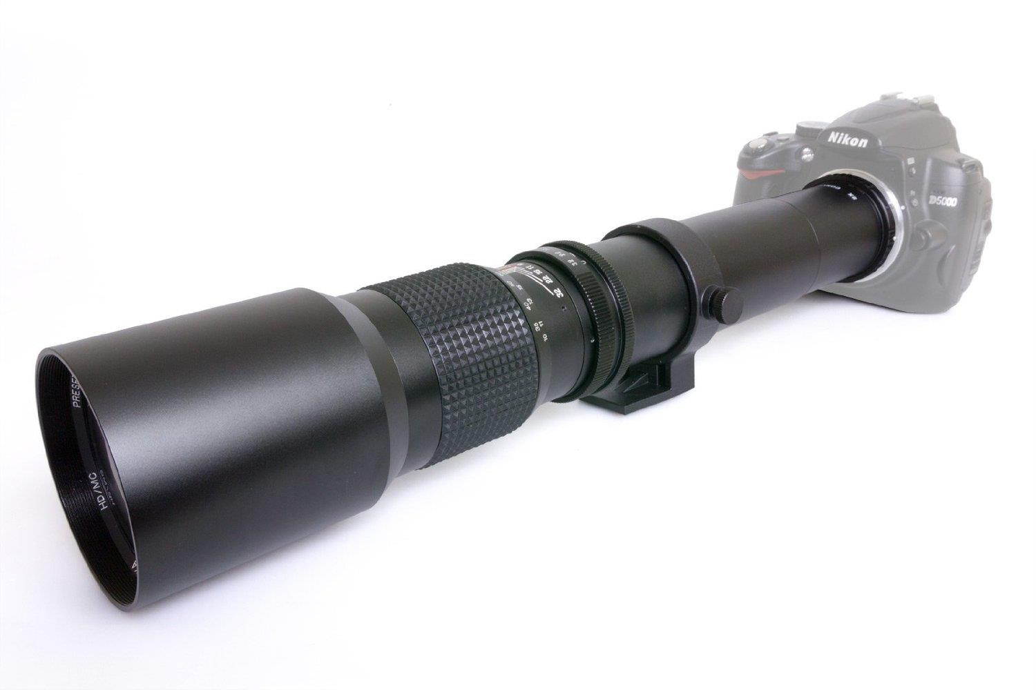 Opteka High Definition 500mm / 1000mm f/8 Preset Telephoto Lens for Nikon Digital & Film SLR Cameras