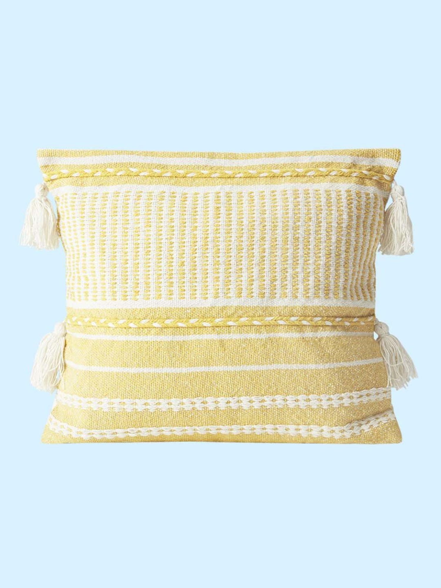 Living Scapes by Pantaloons Yellow Cotton Cushion Cover