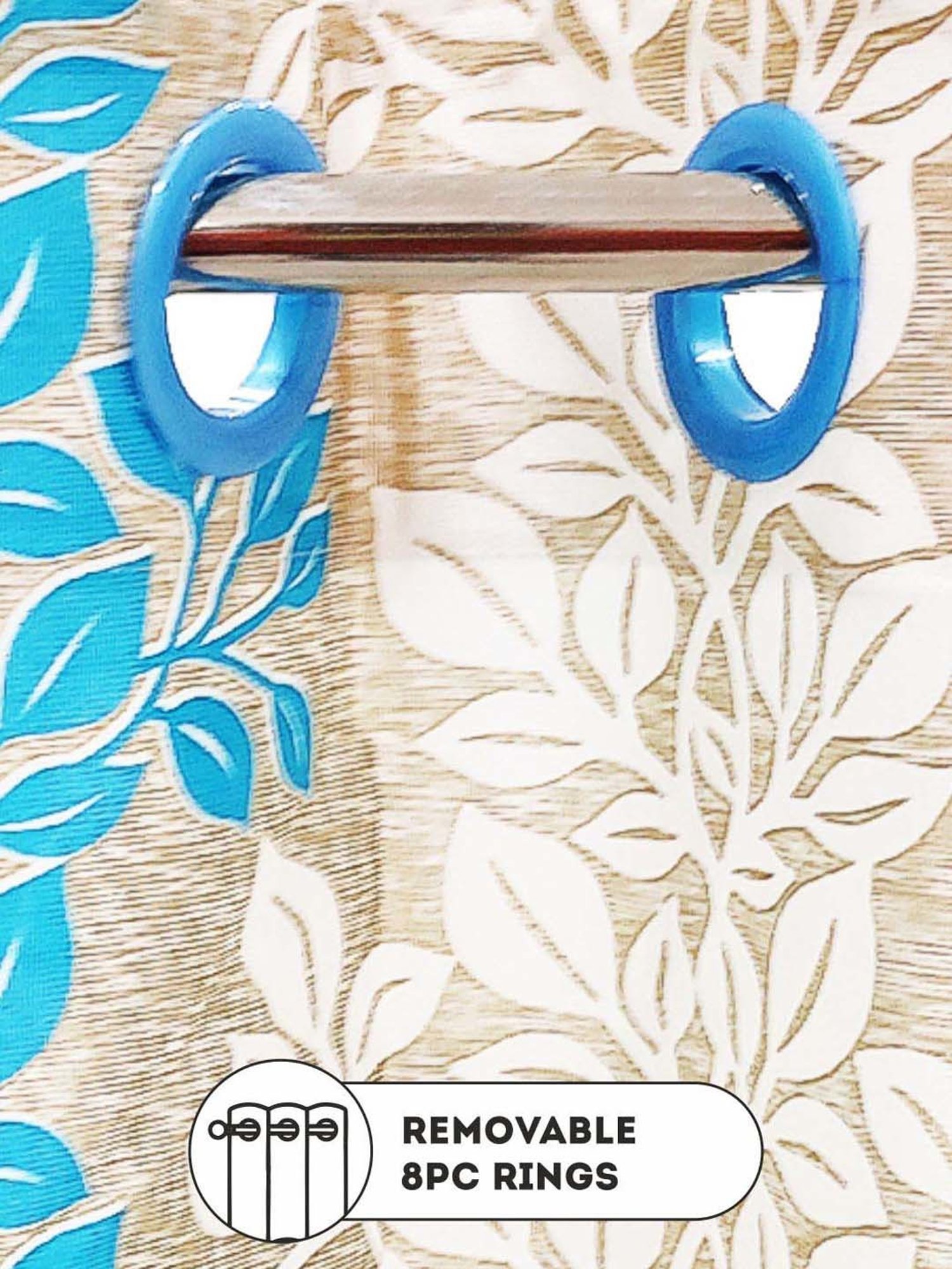 Bianca SANTORO Beige & Blue Faux Silk 7 Ft. Door Curtain - Set of 2
