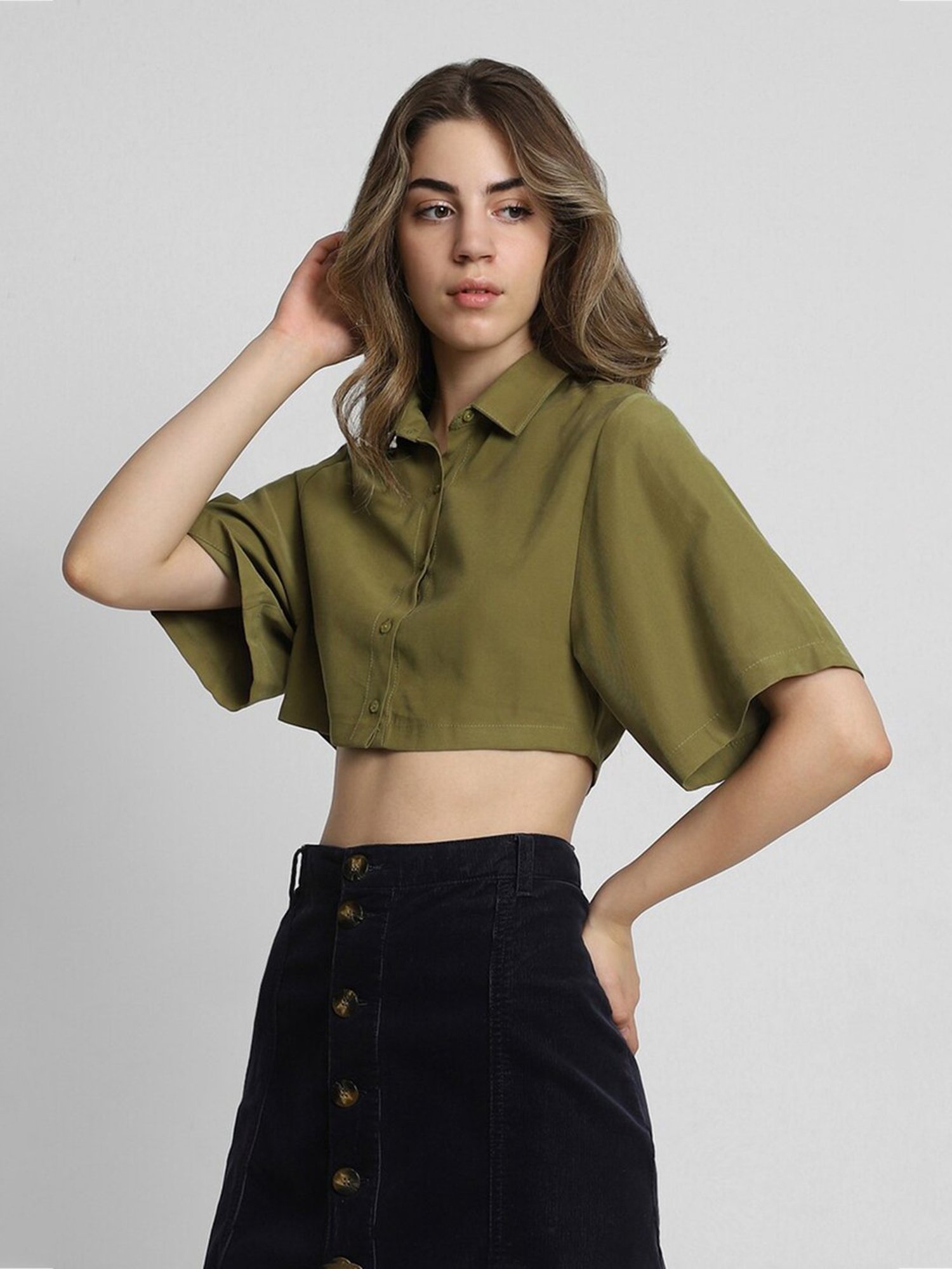 Forever 21 Olive Regular Fit Crop Top