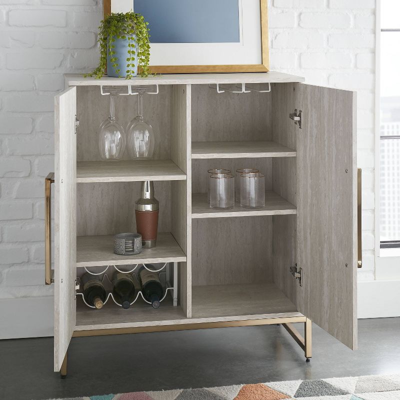 Larkin Faux Marble Wine Cabinet White - Steve Silver Co.