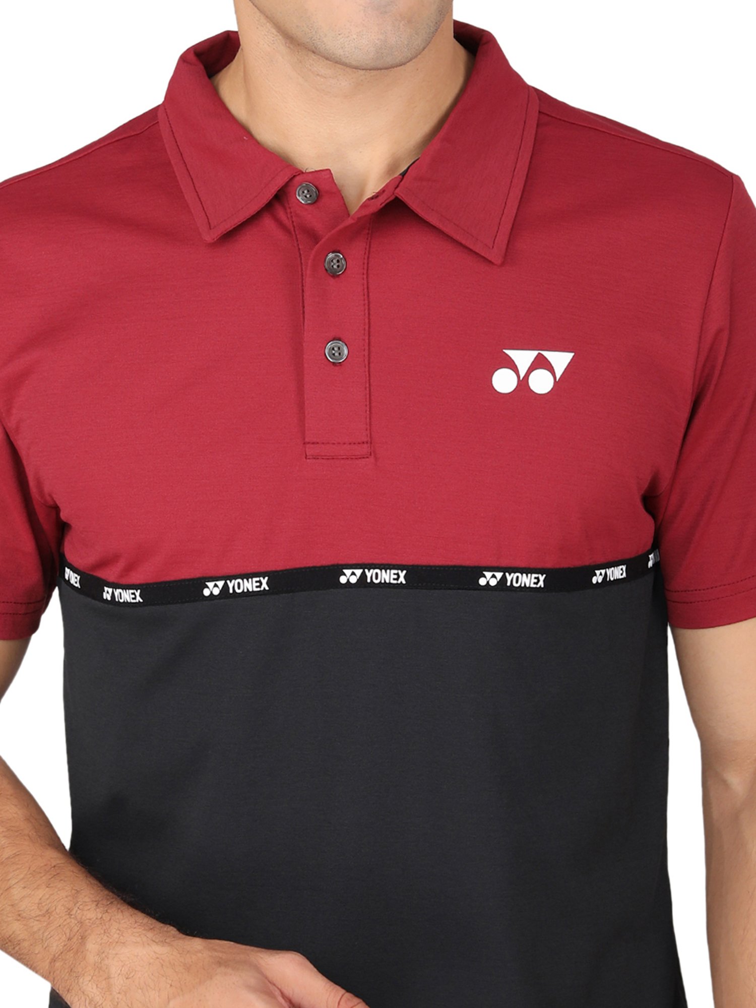 Yonex Red & Black Regular Fit Badminton Polo T-Shirt