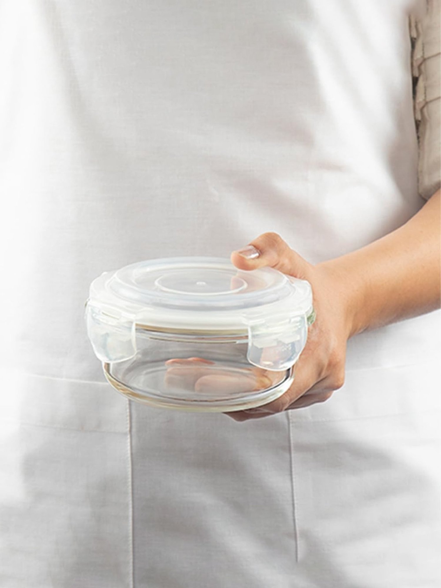 Borosil Steller Daisy Glass Lunch Box with Bag (Teal, 400 ml)