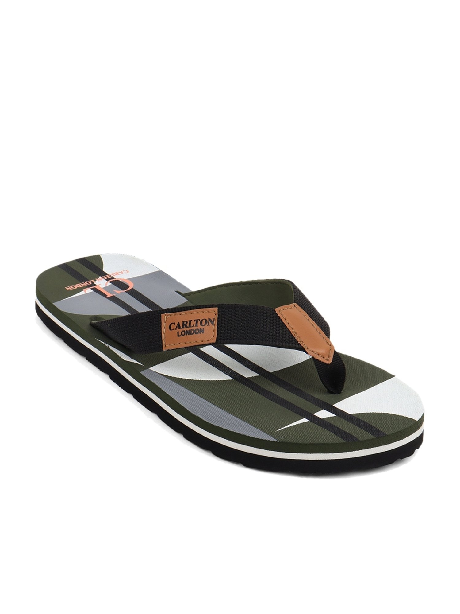 Carlton London Men's Olive Flip Flops