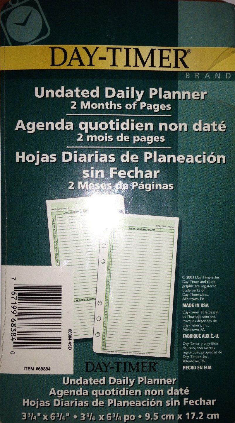 Day-Timer Undated Daily Planner 2 Months of Pages 3 3/4" x 6 3/4" (9.5 x 17.2cm)