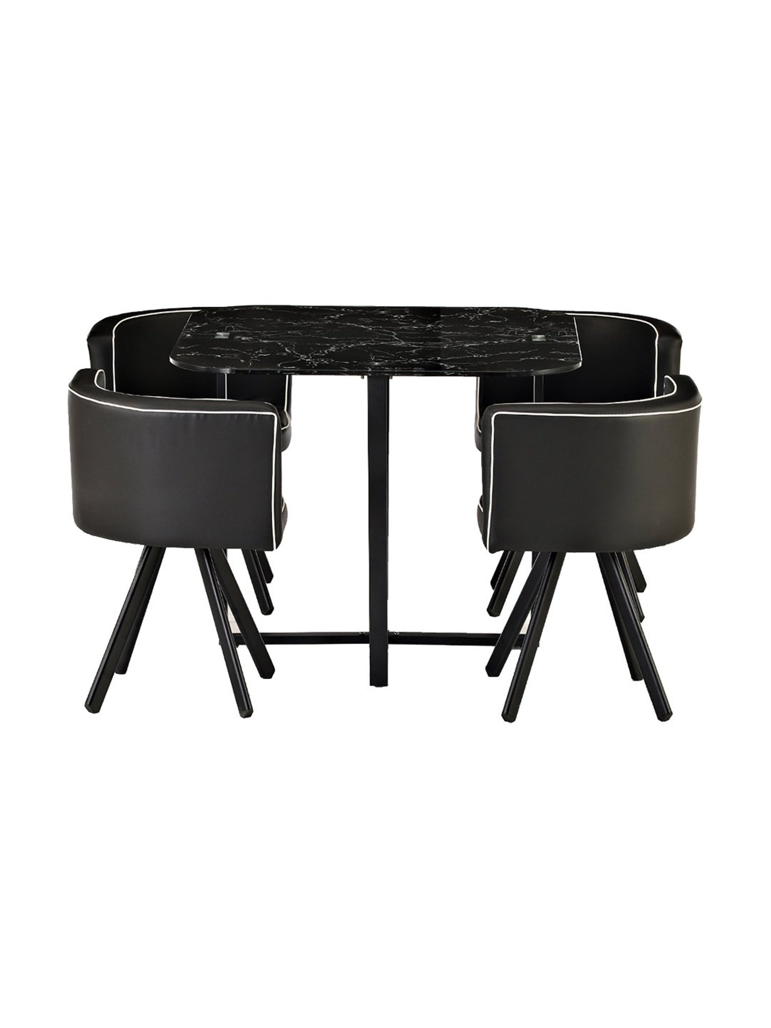 Pure Jenna Metal 4 Seater Dining Set in Black Finish