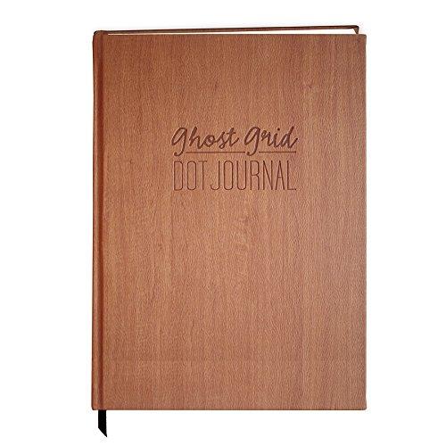 BookFactory Ghost Grid Dot Journal / Bullet Notebook 168 pages 5.25" x 8.25" Soft Touch Wood Finish Cover Case Bound (JOU-168-M5CS-AXE94000(DotJournal))