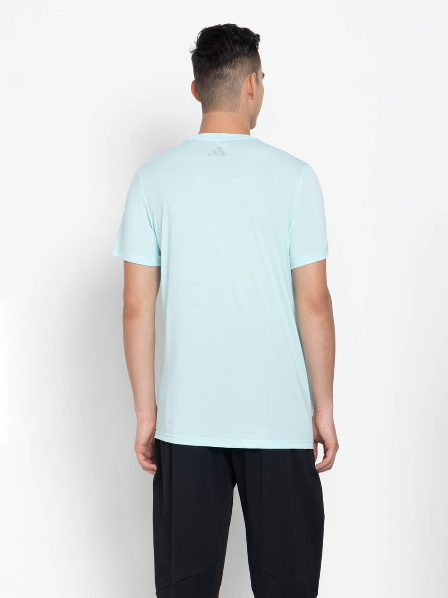 Adidas Turquoise Regular Fit Logo Printed Sports T-Shirt