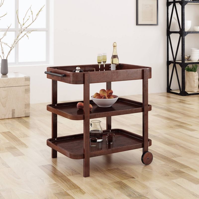 Flash Furniture Castleberry Rustic Wood Grain and Iron Kitchen Serving and Bar Cart