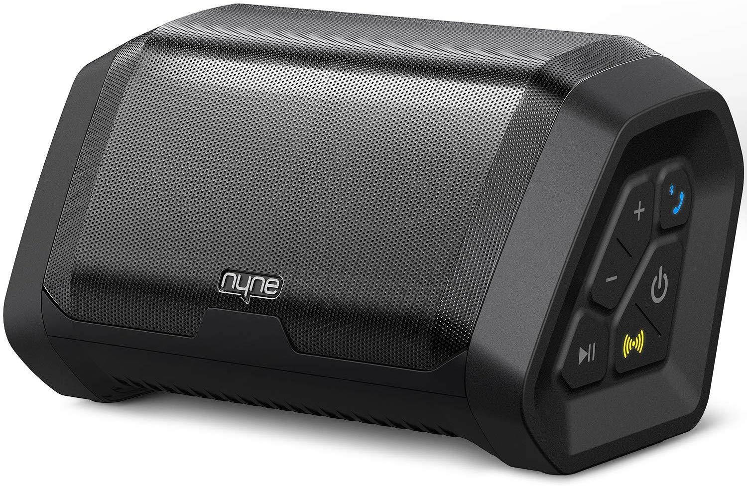 NYNE Punch Portable Wireless Bluetooth Speakers 4.2 Waterproof IP67, 20 Hours Play-time, 100 ft Range,Stereo Pairing, Durable and Loud Speakers Compatible iPhone/Samsung, Outdoor/Beach/Travel,Black