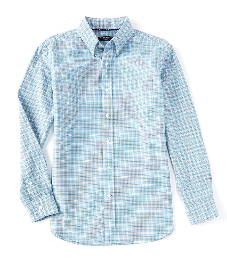 Cremieux Plaid Oxford Norse Blue Long-Sleeve Woven Shirt