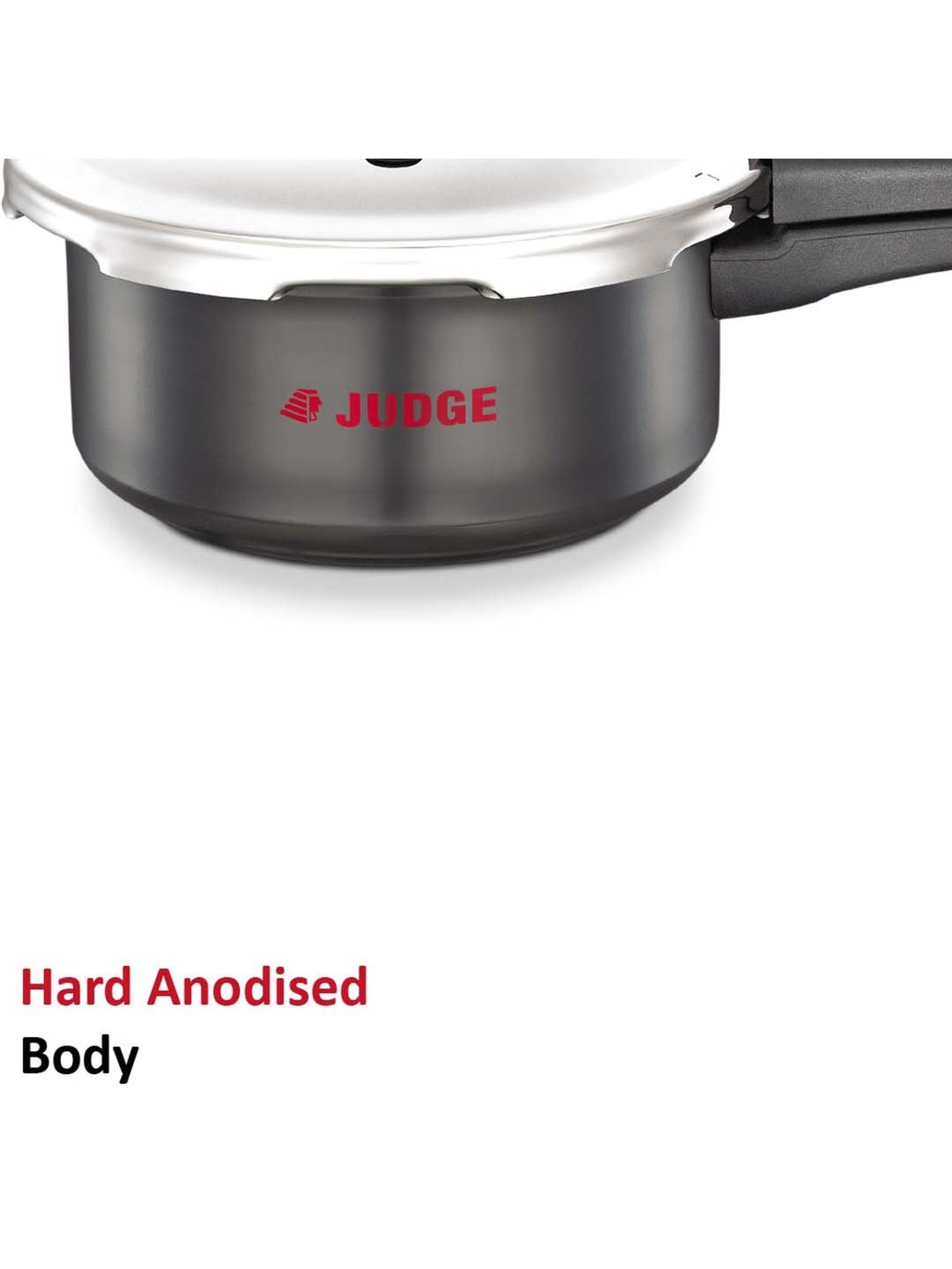 JUDGE Black & Silver Hard Anodised 20 cm Gas Compatible Outer Lid Pressure Cooker (2 L) - Set of 1