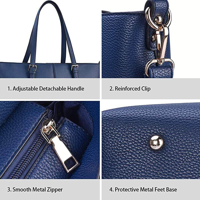 Tote Bag for Women 156 Inch Waterproof Lightweight Leather Computer Bag Women Business Office Work Bag Briefcase Large Travel Handbag Shoulder Bag Navy Blue