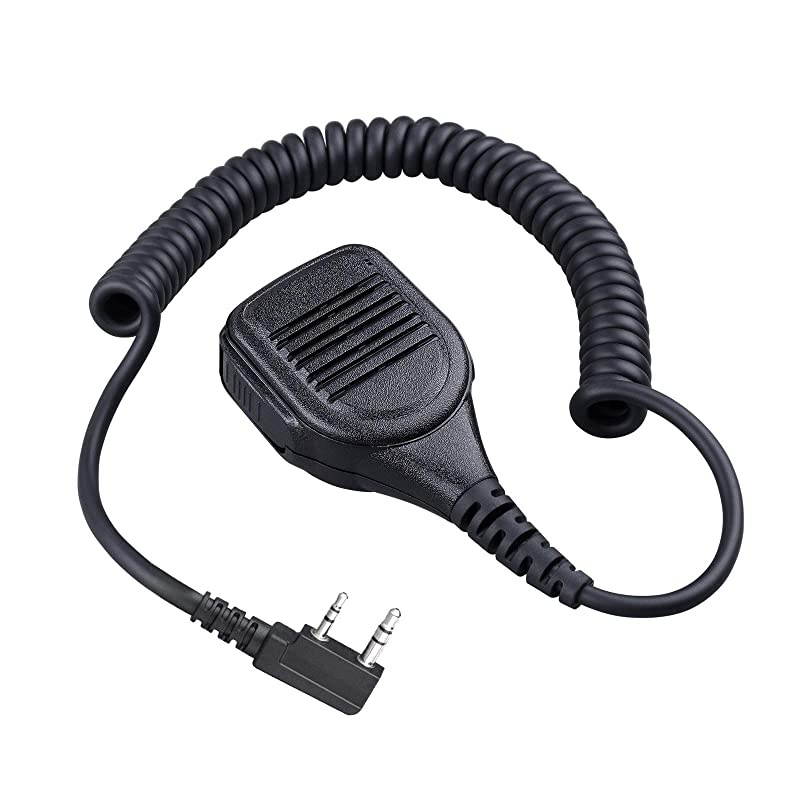 Walkie Talkie Handheld Speaker with PPT Mic Waterproof IP55 Shoulder Microphone with External 35mm Earpiece Jack Compatible with 25mm35mm 2Pin Kenwood Baofeng TwoWay Radios