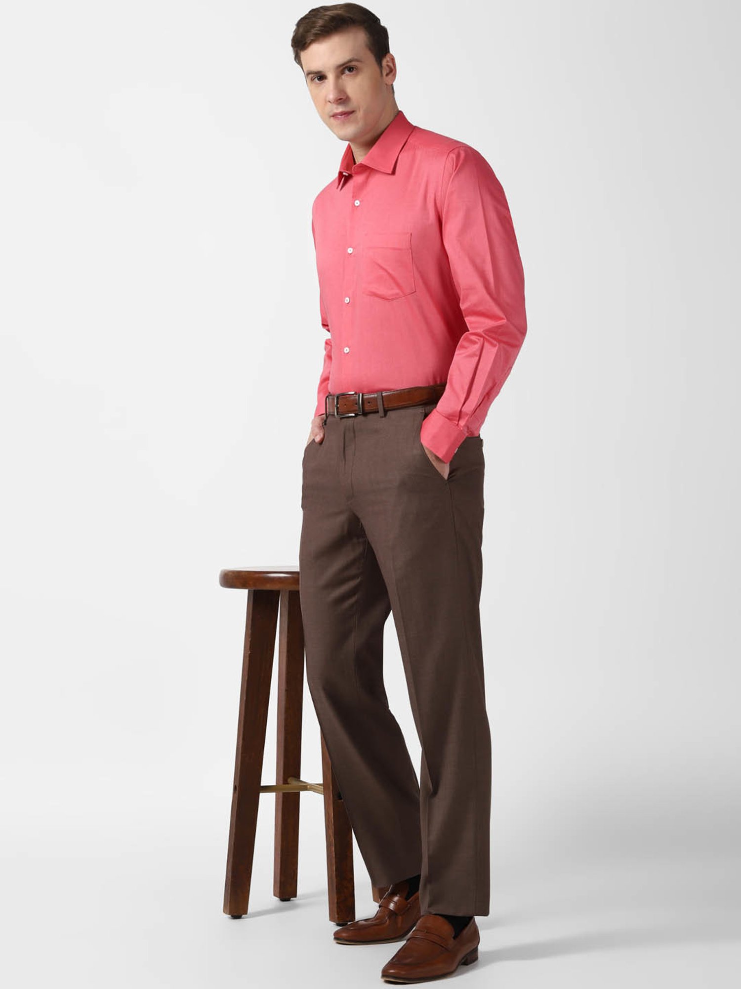 Van Heusen Brown Regular Fit Trousers