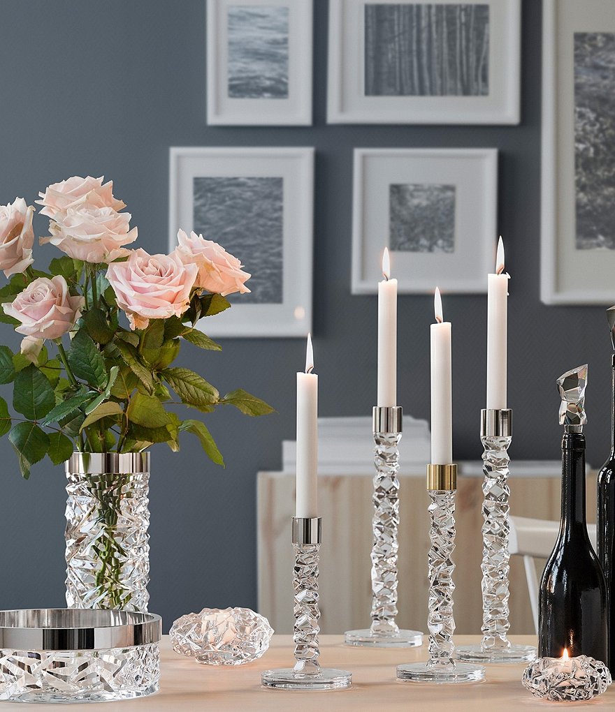 Orrefors Carat Brass Candlestick, Set of 2