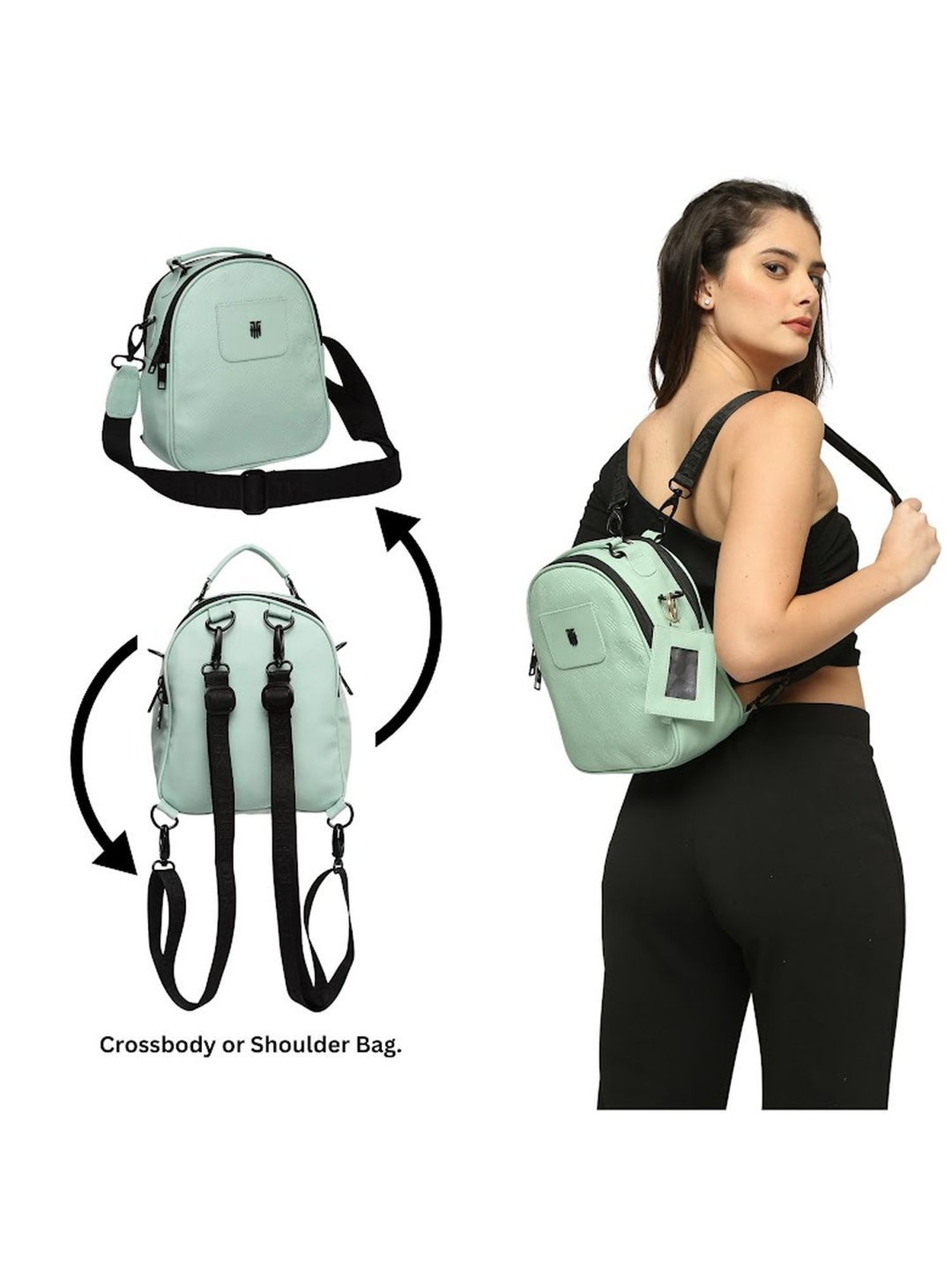THE HOLISTIK Jasper Mint Green Textured Medium Backpack
