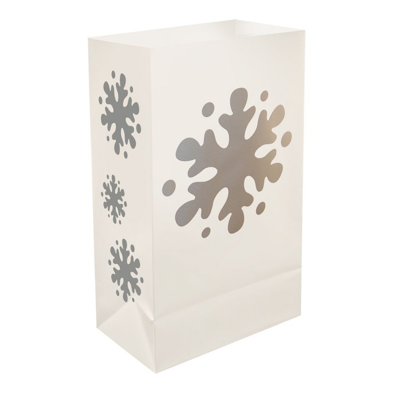 12ct Plastic Luminaria Bags "Snowflake" Silver - LumaBase