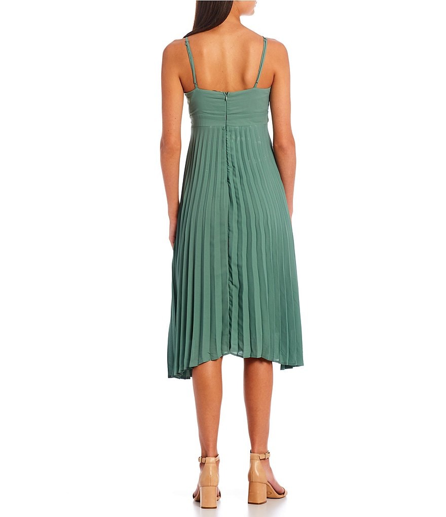 Allison & Kelly Spaghetti Strap Wrap Pleated Midi Dress