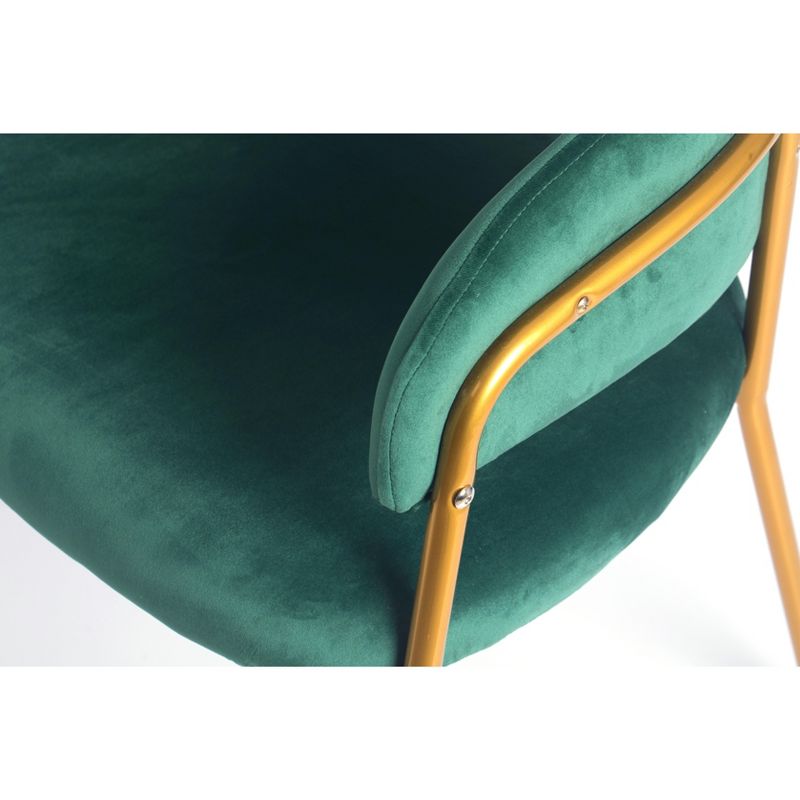 Bold Tones Modern Green Velvet Fabric Upholstered Accent Arm Chair with Gold Metal Legs