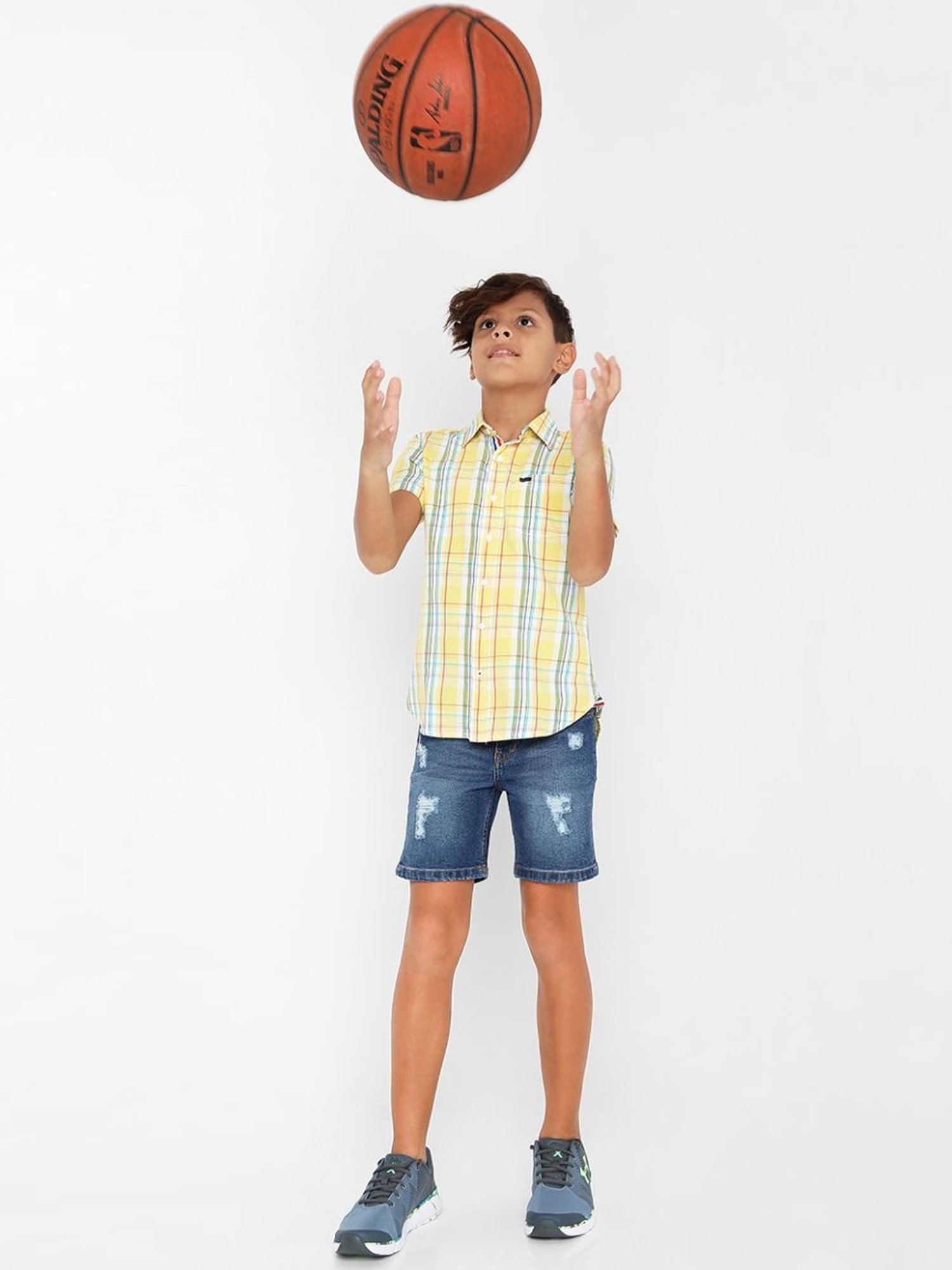 Gas Boys Yellow Cotton Chequered Shirt