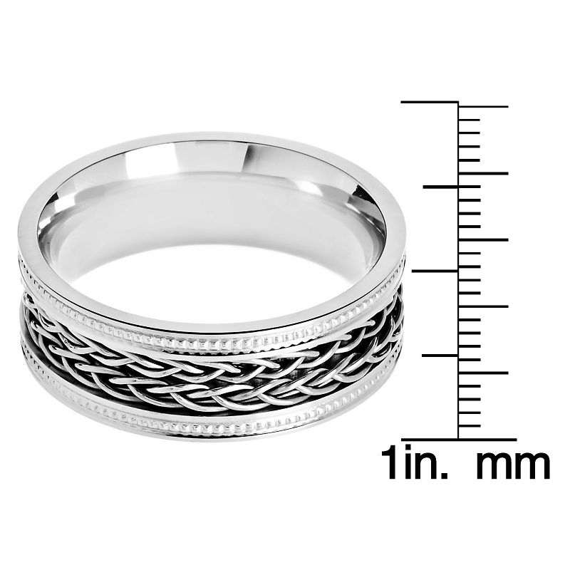 Men's Crucible Stainless Steel Ring with Double Braided Inlay Milgrain (11)