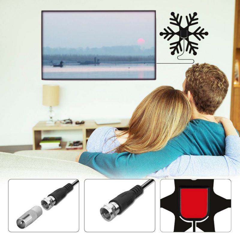 25dB Indoor Digital TV Aerial Digital HDTV Antenna 80 Miles TV Radius Antenna VHF UHF Antenna with Universal Connector