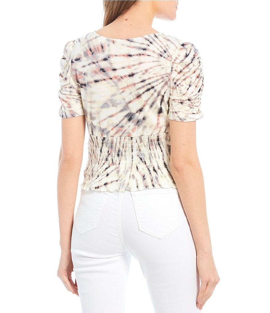 Honey & Sparkle Tie Dye Short-Sleeve Cinch Front Top