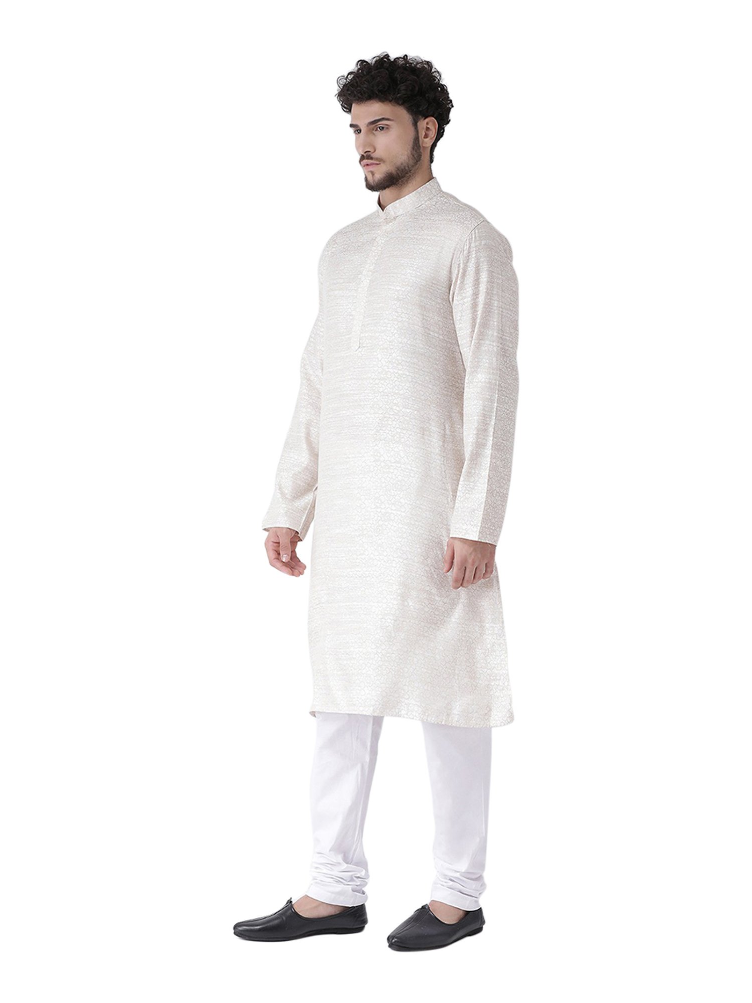 TABARD White Mandarin Collar Kurta