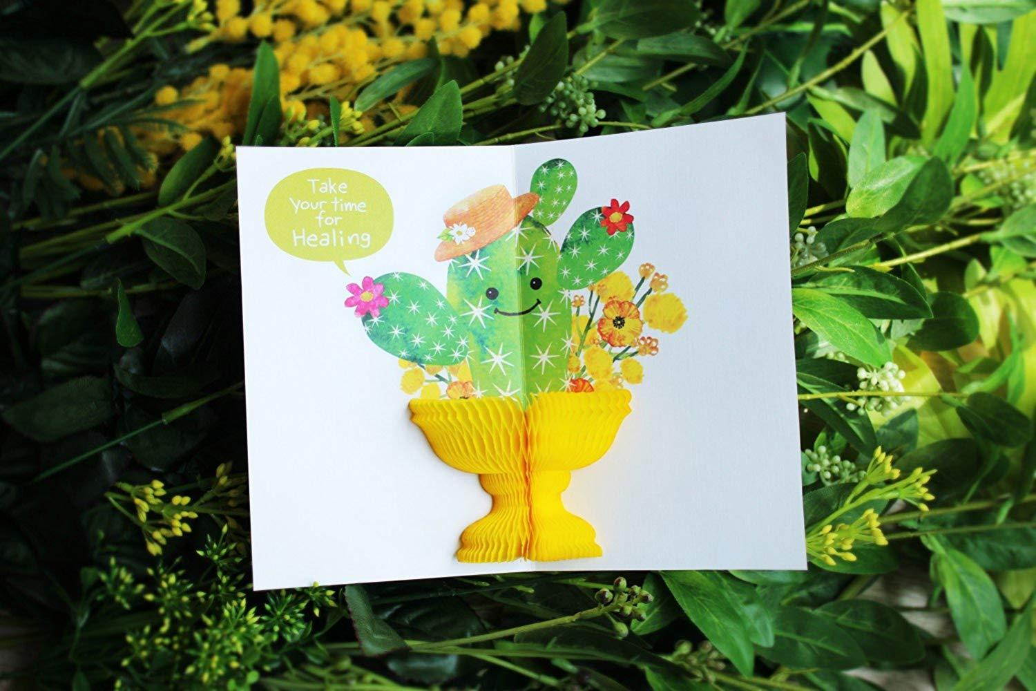 YURICOM Handmade Honeycomb Pop Up Greeting Card - Honeycomb Pop up Greeting, Birthday, Thanks, Wedding, Love, Congrats, Save the date Card (Pack of 3, Healing Cards)