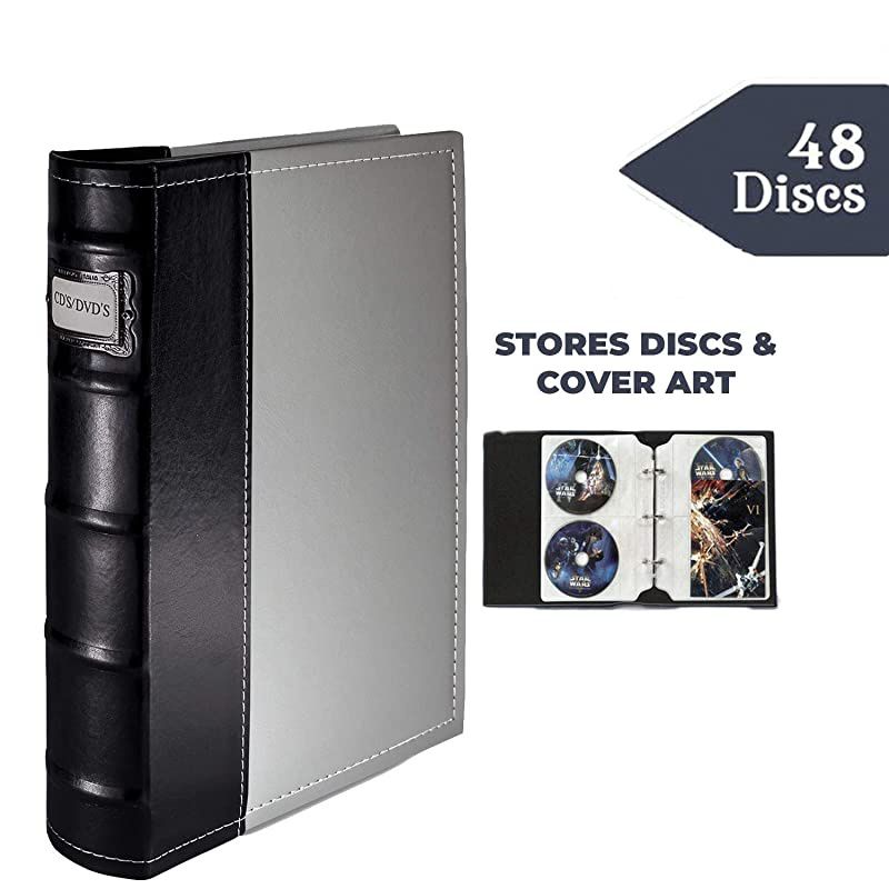 Storage Binder Gray CDCase Stores Up to 48 s CDs or BluRays Holder Sheets Store Cover Art AcidFree Sheets