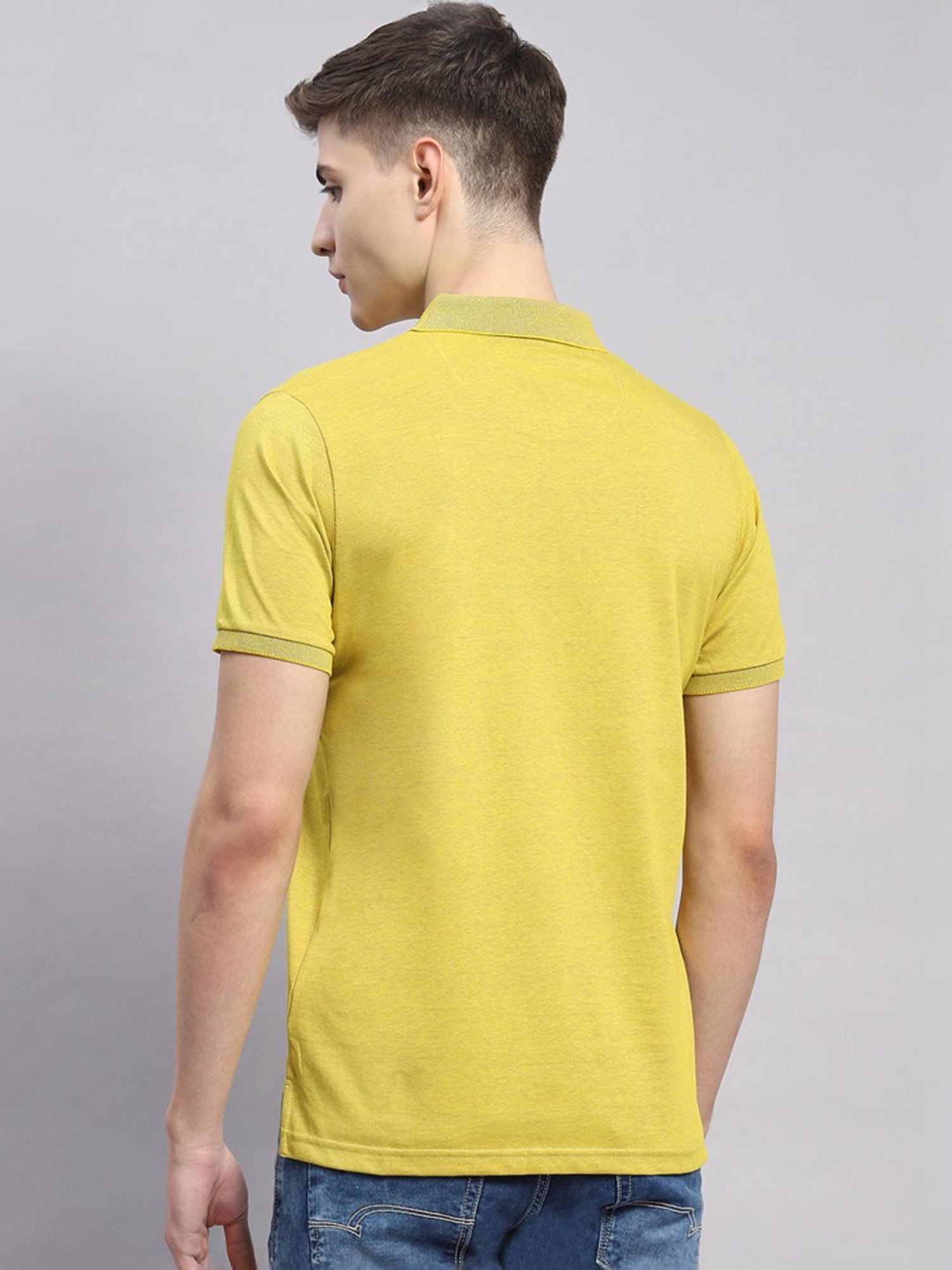 Monte Carlo Mustard Cotton Regular Fit Polo T-Shirt