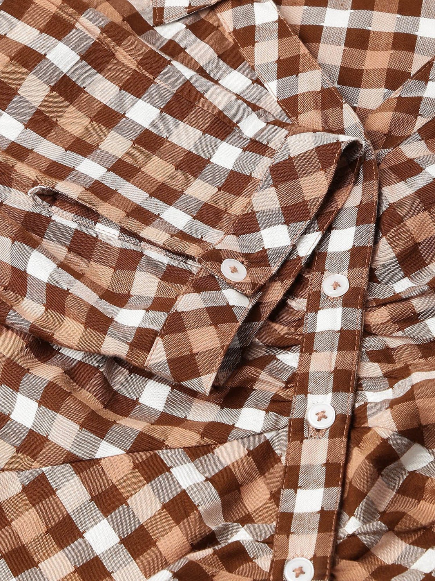 Latin Quarters Brown Checks Top