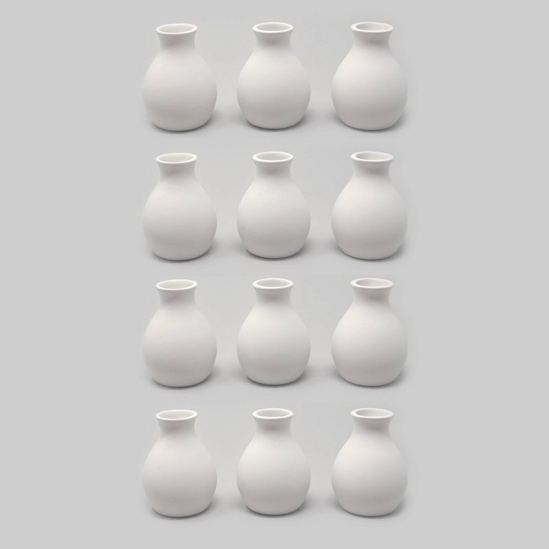 12ct Paintable Mini Ceramic Vases - Bullseye's Playground™