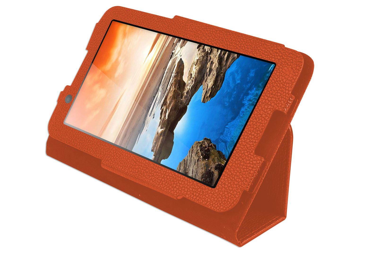 Hellfire Trading Magnetic PU Leather Case Cover for Lenovo A7-30 A3300 7" - Orange