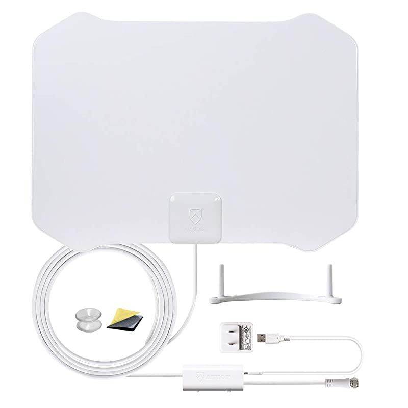 HDTV Antenna Indoor Amplified HDTV Antenna 360 Omnidirectional Long Range Reception with 4G LTE FilterSupport 4K 1080P UHF VHF Freeview HDTV Channels for All Old TVs10ft Cable4K UHD Ready