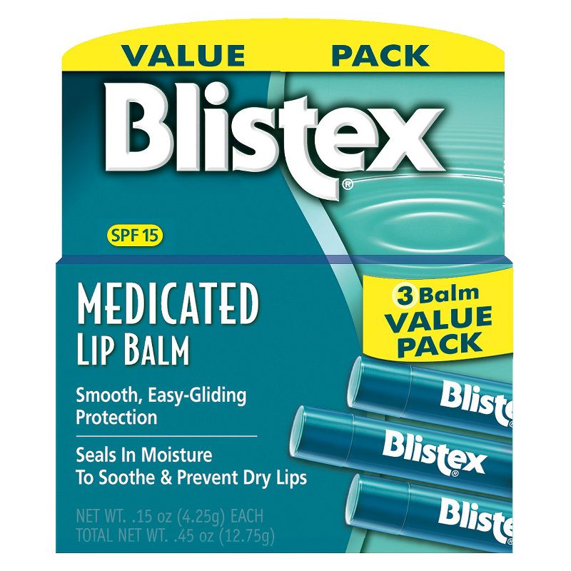 Blistex Medicated SPF 15 Lip Balm - 3ct/0.45oz