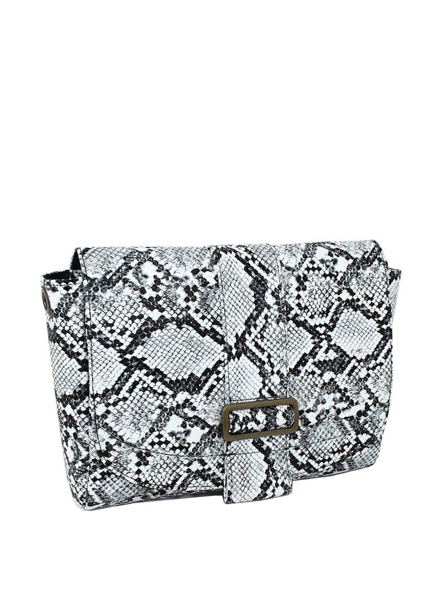 Spice Art White & Black Textured Waist Pouch