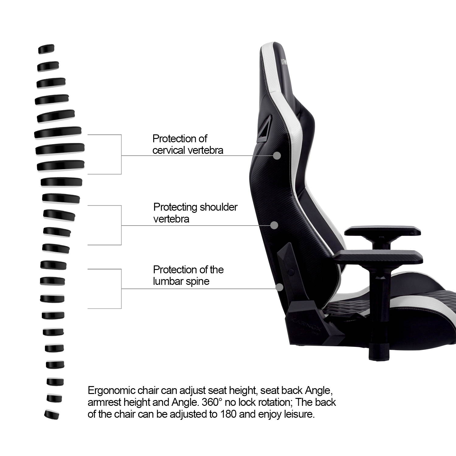 KARNOX Legend TR Racing Style Gaming Office Chair with Adjustable Height and Arm Rests, Ergonomic 155&deg; Reclining, Locking High Back with Integrated Headrest (Black)