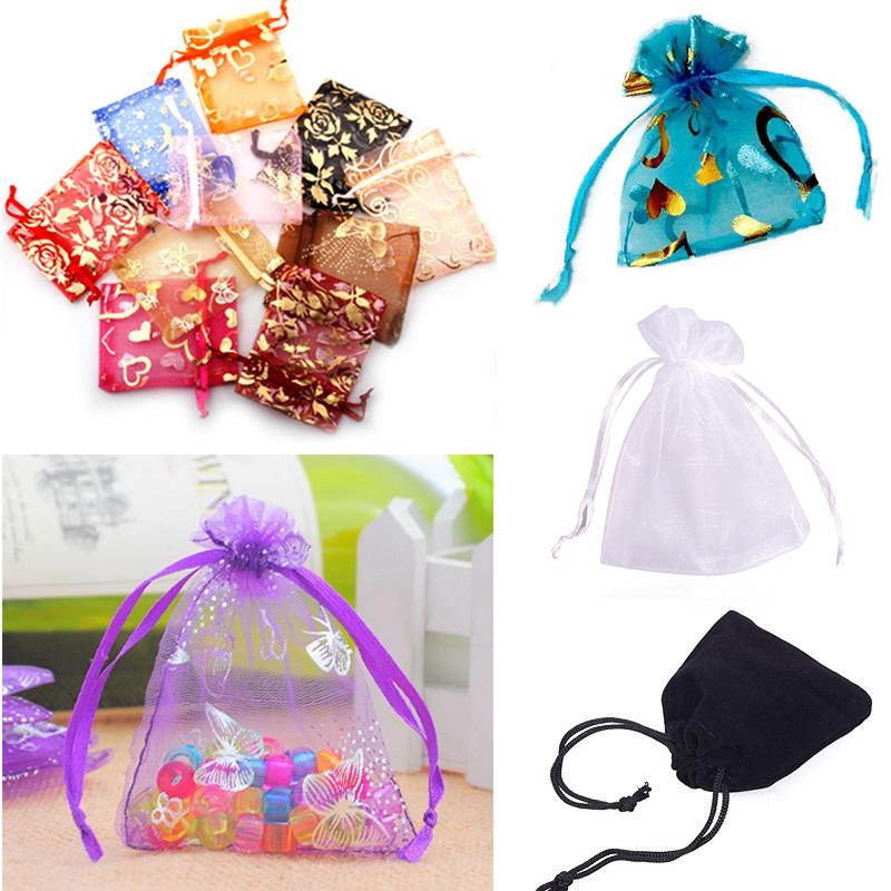 50x Organza Jewelry Gift Pouch Bags 7x9cm Mixed Color