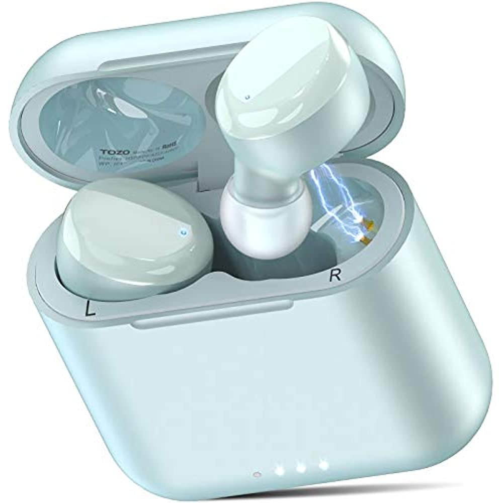 TOZO T6 True Wireless Earbuds Bluetooth Headphones Touch Control with Wireless Charging Case IPX8 Waterproof  Stereo Earphones in-Ear Built-in Mic Headset Premium Deep Bass for Sport