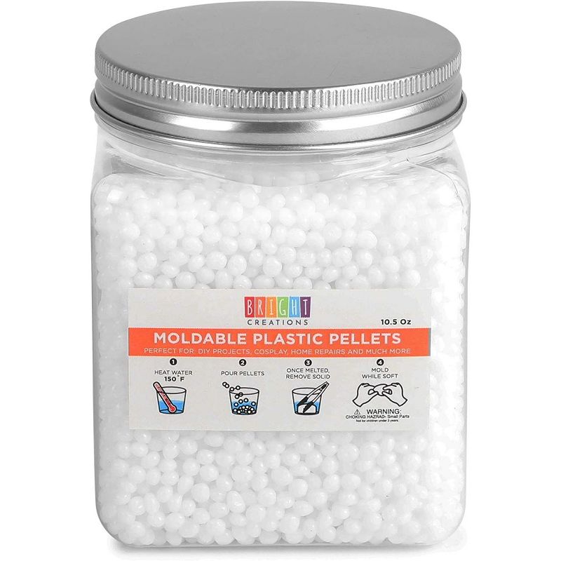 Bright Creations Meltable Thermoplastic Beads, White Pellets for Arts and Crafts (10.5 oz)