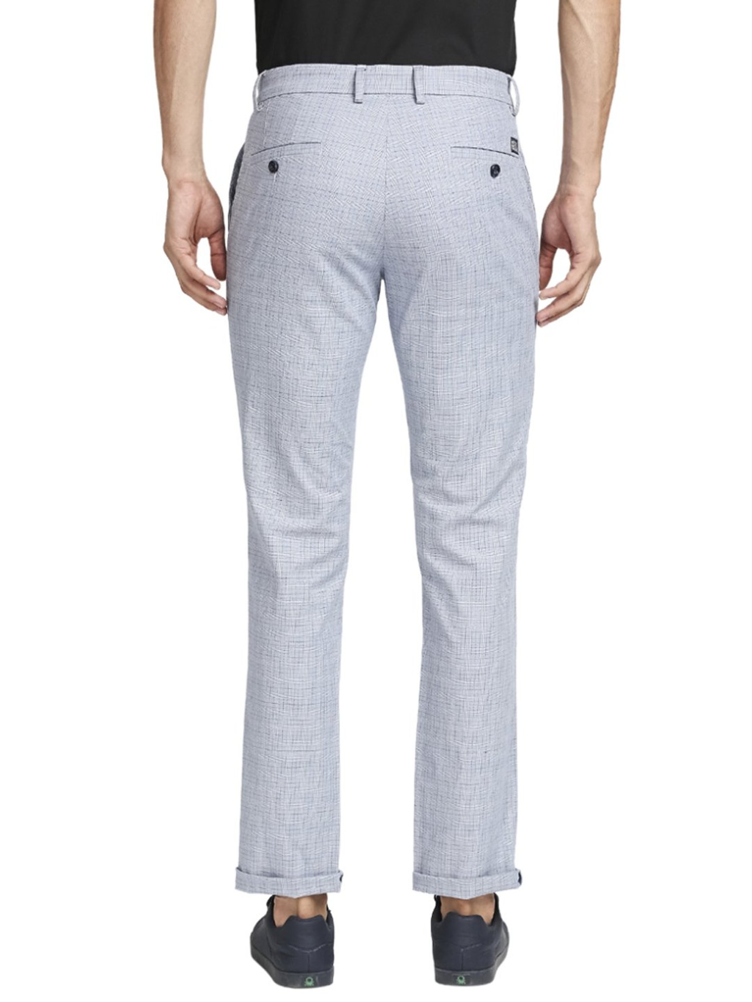 ColorPlus Blue Regular Fit Checks Chinos