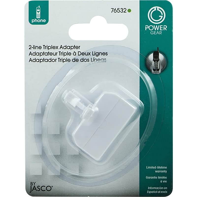 White 2Line inWall Telephone RJ11 Triplex Adapter Home or Office Compatible with Answering Machines Modems Fax Machines All Brand 76532