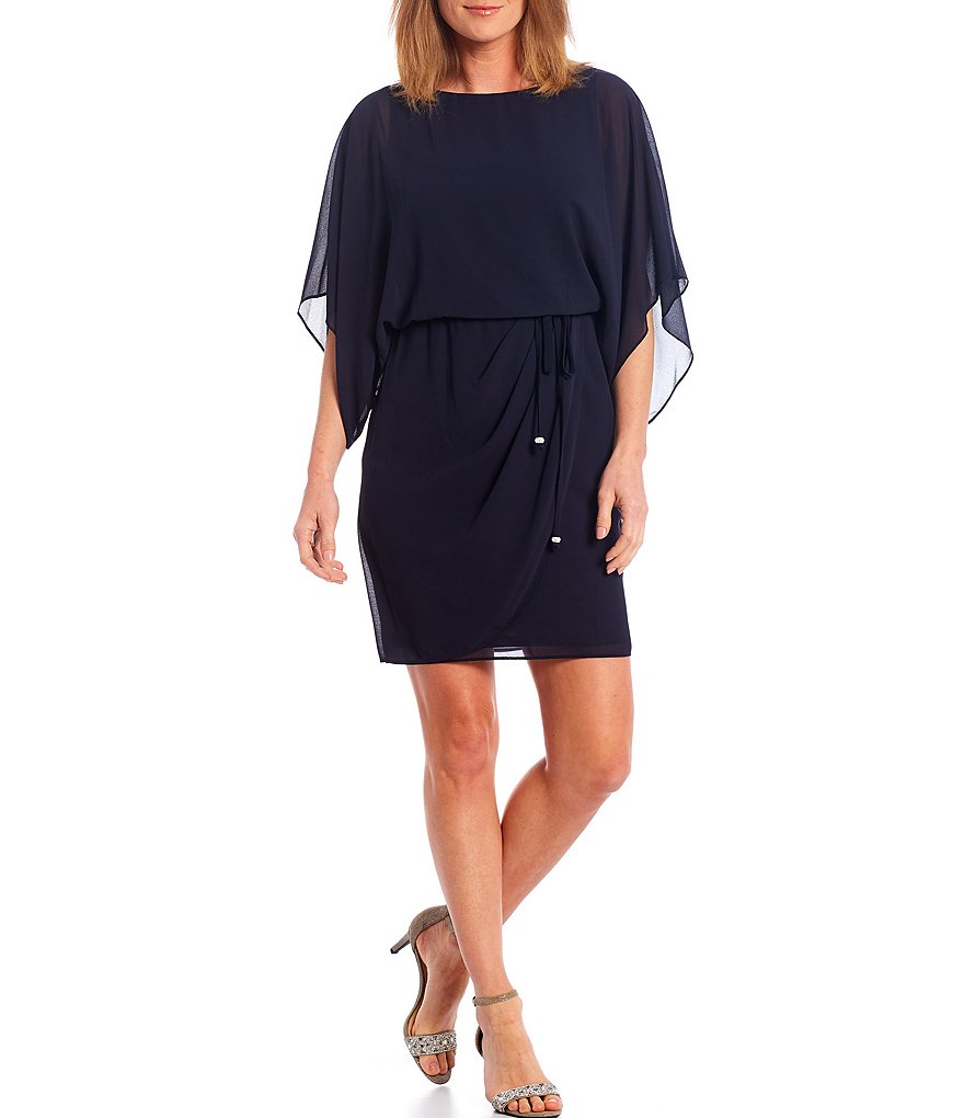 Jessica Howard Dolman Sleeve Drape Front Blouson Dress