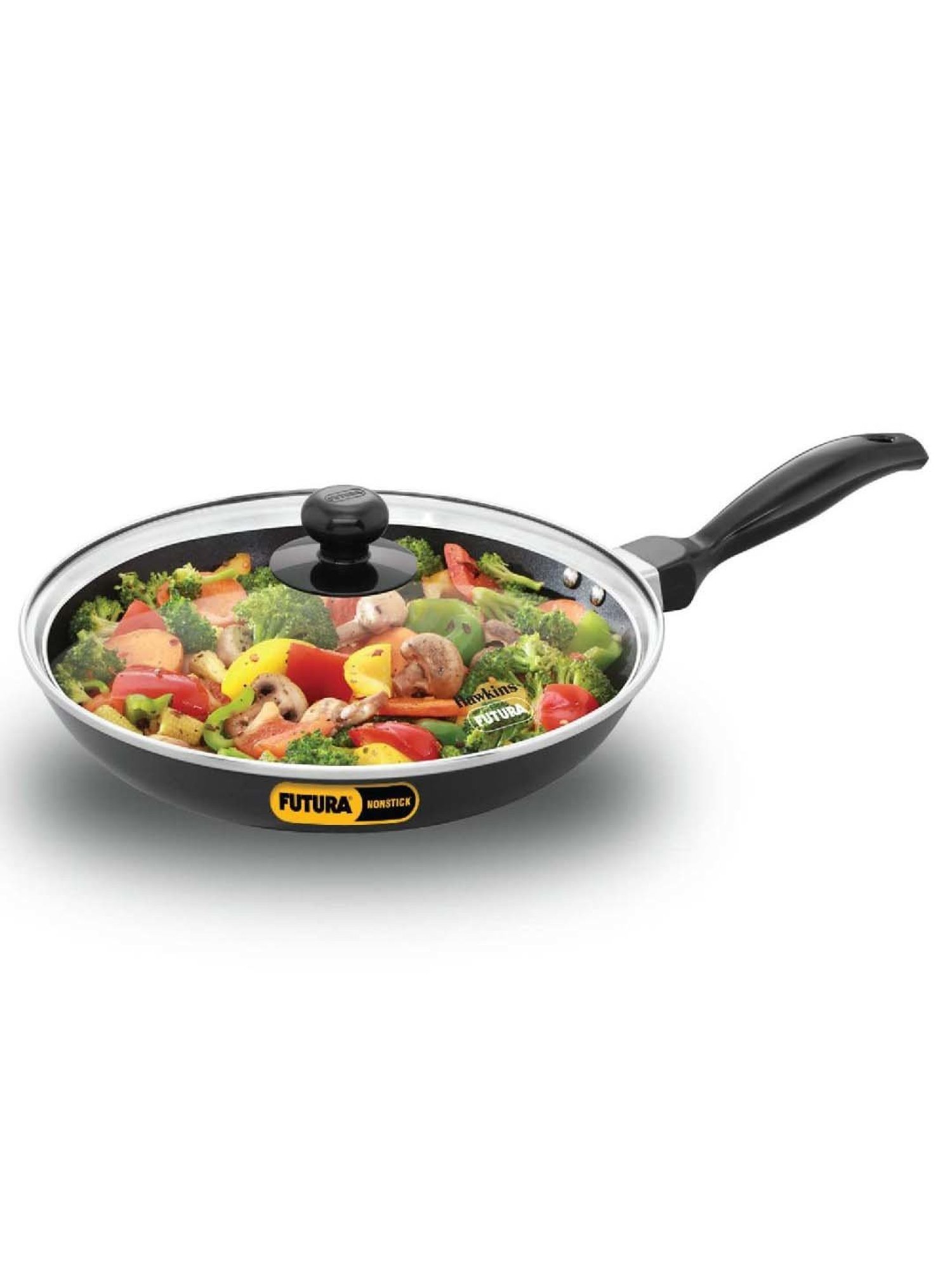 Hawkins Black Aluminium 26 cm Induction Fry Pan With Glass Lid (0.9 L)